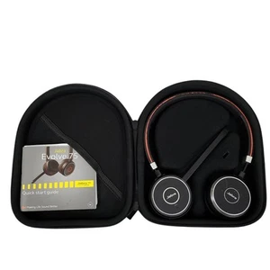 Jabra Evolve 75 Stereo Headset Wireless Bluetooth w/ Case Black & Red NO DONGLE - Zdjęcie 1 z 11