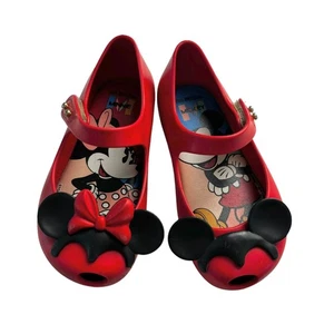 Mini Melissa Mickey and Minnie Mouse Red Flats Size 7 Toddler - Picture 1 of 5