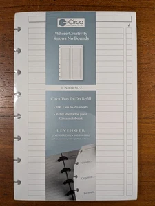 Levenger Circa Two To-Do Refill 100 Sheets Notebook Junior Size ADS11805 JNR New - Picture 1 of 5