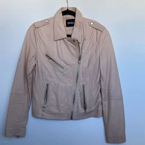 Doma Womens Blush Pink Moto Leather Biker Jacket size M - Picture 1 of 12