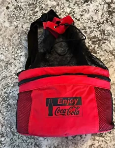 Seltener Coca-Cola Koozie Rucksack Thermo Strand Kühlbox mit Netz - Bild 1 von 12