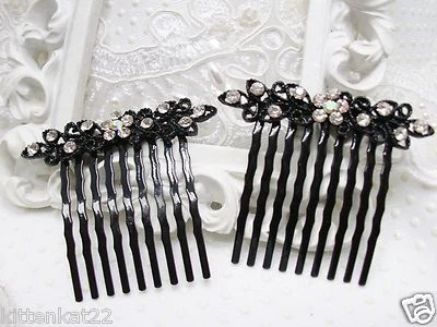 SOHO brand AB clear & Clear Austrian Crystal Side hair comb pair wedding  - Image 1 of 4