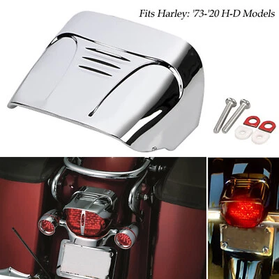 Chrome Tail Light Visor Cover For Harley Super Glide Softail Touring Dyna Fatboy - Image 1 of 4