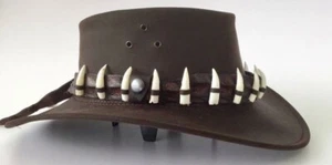 Crocodile Leather Hatband with Geniuan 15 Croc Teeth Australian made HAT EXTRA - Picture 1 of 4