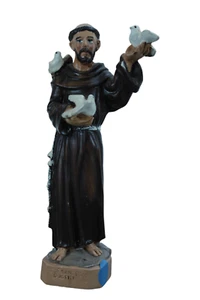 Franziskus Assisi Skulptur Harz Statue Dipinto a Mano (handbemalt) 6 Zoll - Bild 1 von 2