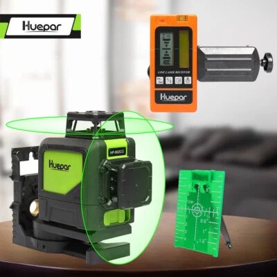 Self Leveling Laser Level Horizontal Vertical Line Green + Laser Receiver Huepar