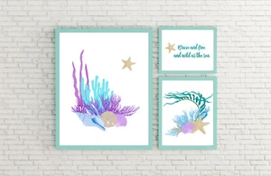 Sea shells prints, Nautical wall decor, nautical bathroom wall art 2 - Picture 1 of 18