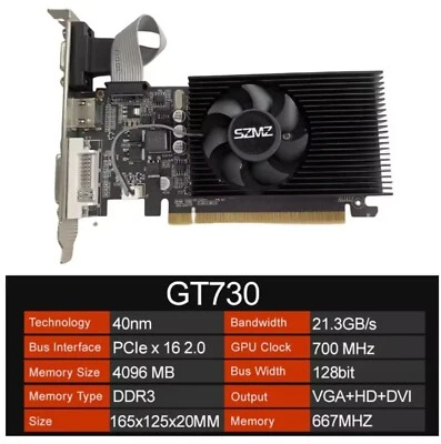 GT730 4GB AMD GRAPHICS CARD GDDR5 128BIT HDMI DESKTOP GAMING PC GPU USA SELLER - Image 1 of 4