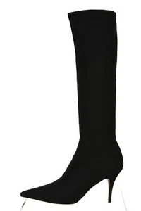 Claudia Ciuti Womens Shoes Size 7.5 Black Knee High Chelsea Boots Faux Suede - Picture 1 of 4