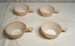 Lote de 4 cuencos vintage Fire-King Peach Lustre con asas patrón colmena 5" de diámetro - Imagen 1 de 18