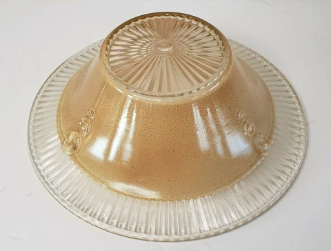 Art Deco Ceiling Light Fixture Vintage Hanging Round 3 Chain Beige Cover