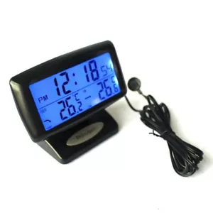 Car Vehicle Thermometer Meter Electronic Clock Inside Temperature Monitor Gauge - Picture 1 of 10