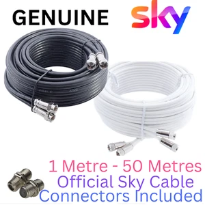 Sky Twin Satellite Shotgun Extension Coax Cable + HD Black / White OFFICIAL SKY - Picture 1 of 7