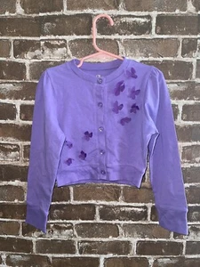 NWT THE CHILDRENS PLACE GIRLS 5/6 PURPLE BUTTERFLY CROP CARDIGAN FOR DRESS 5 6 S - Picture 1 of 2