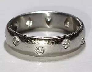 Solid platinum tiffany diamond eternity wedding band ring 5.09 gms sz 3.75 pt950 - Picture 1 of 14