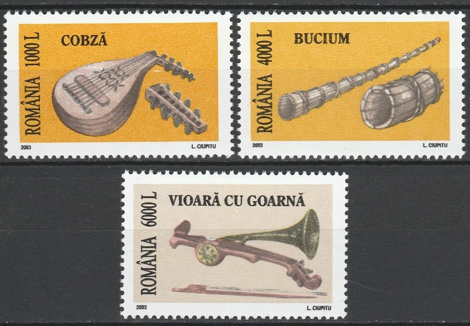 Romania 2003 Musical Instruments 3 MNH stamps - Image 1 of 1