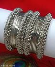 Bollywood Indian Afghani Silver Oxidised Womens Girls Bangles Set Party Jewelry