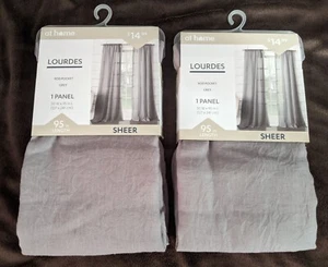 At Home Set Of 2 Panels Sheer Rod Panel Drapes LOURDES 50" x 95" Gray - Picture 1 of 4