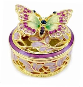 Elegant Butterfly Jewelry Trinket Boxes.Enameled Decorative A-Butterfly - Picture 1 of 7