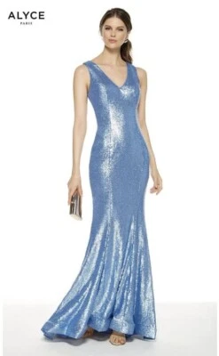 Vestido Alyce Paris Designs Baile de graduación Talla Grande 20 Nuevo con Etiquetas $238 Lentejuelas Azul Francés Foto 1 de 4