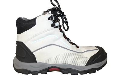 Botas de inverno femininas Lands End tamanho 7 B têxtil branco com acabamento preto com cadarço - Imagem 1 de 4