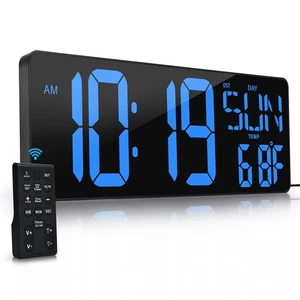 Large Digital Wall Clock with Remote Control 17.2" LED Large Display Timer wi... - Picture 1 of 9