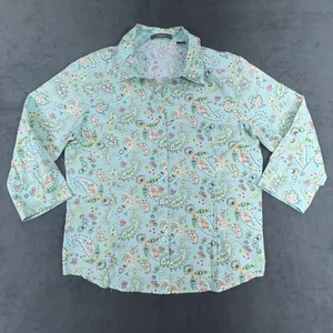 Camisa Liz Claiborne Mujer Grande Cachemira Floral Abotonada Manga 3/4 Blusa - Imagen 1 de 12