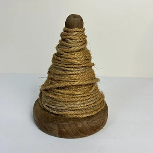 Wood Spindle Twin Holder Vintage Inspired Solid Wood Decor With Twine - Picture 1 of 6