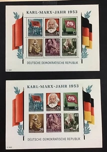 Alemania Dem Rep 1953 F MNH Sc#144a, 146a perf & imperf SS. CV$240.       (W23)�� - Imagen 1 de 4