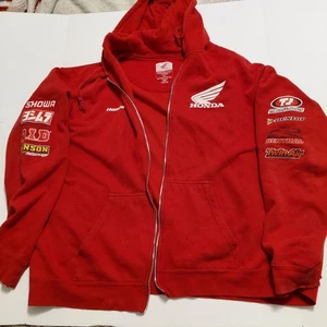 Felpa con cappuccio vintage Honda motocross racing taglia 3XL full zip - Foto 1 di 9