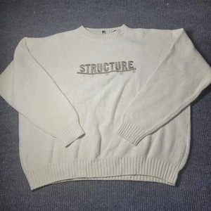 Structure XL Men’s 90s Drop Shoulder Cotton Ramie Fishermans Sweater Spellout - Picture 1 of 7