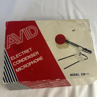 Vintage Avid Model EM-1 Electret Condenser Microphone With Original Box -parts - Image 1 of 4