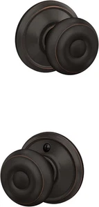 NEW Schlage F10-GEO Georgian Door Knob, Hall & Closet Passage Aged Bronze - Picture 1 of 1