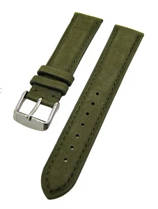 Cinturino di ricambio per orologi 20 mm verde cinturino in pelle di vitello tono su tono fibbia ad ardiglione NUOVO - Foto 1 di 1