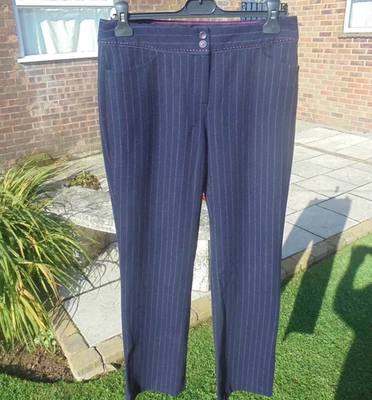 BODEN Correspondent  Trousers size 10 reg navy colour + pink stripes wm249--b19- - Image 1 of 3