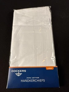 Dockers 6 Pack Of 100% Cotton White Handkerchiefs New In Package - Picture 1 of 5