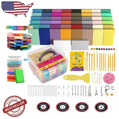 50 Color Polymer Clay Set - Non-Sticky, Ductile Modeling for Artists - Image 1 of 4