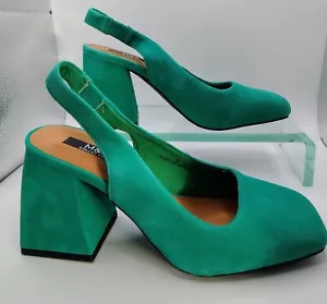 Colección M&S Damas Cuero Ajuste Ancho Superior Tacón Bloque Verde Correas Reino Unido 5 - Imagen 1 de 14