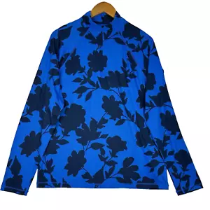 G/FORE Golf Pullover Top Tonale Floreale Luxe Mid Racer Blu Uomo Tg L 1/4 Zip - Foto 1 di 10