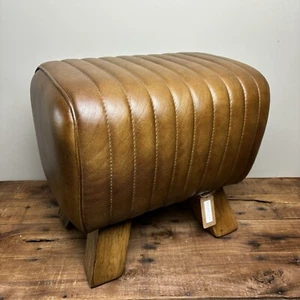 Leather Pommel Horse Footstool- Genuine Brown Leather Footrest - Rustic Stool - Picture 1 of 7