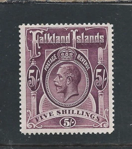 FALKLAND IS 1912-20 5s MAROON MINT SG 67b CAT £140 - Picture 1 of 2