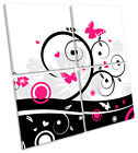 Modern Pink Floral Design Multi Canvas Wall Art Square Picture