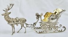 Antique Early 20th c. German .800 Silver Reindeer Stag & Sleigh Bon Bon
