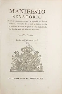 Manifesto Sanatorio premio per arresto rapinatori strada Moncalieri - 1781 - Picture 1 of 1