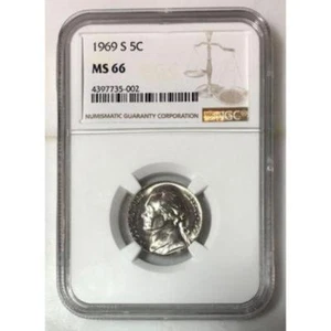 1969 S Jefferson Nickel NGC MS66 ***Rev. Tye's Coin Stache*** #500292 - Picture 1 of 4