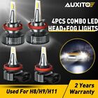 Auxito Combo 4X H11 H8 H9 Led Hi/Lo Beam Headlight Bulbs+Fog Light 6500K 20000Lm