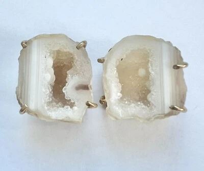 NUEVO ARETES DRUZY ÁGATA GEODA CHAPADOS EN ORO 0.8" Foto 1 de 4