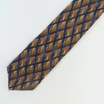 Cocktail Collection Silk Tie Mens Blue Gold Abstract 3.75" 56" Long Martini - Image 1 of 4