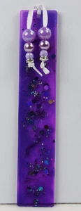 Lesezeichen, Handarbeit, Resin, Gießharz,Perlen, lila - Imagen 1 de 2