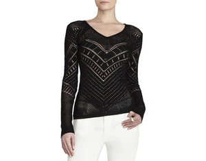 NUOVO TOP A MANICHE LUNGHE BCBG NERO KUTTIE MISTO PUNTA VEI1S010/AB192 TAGLIA M - Foto 1 di 3